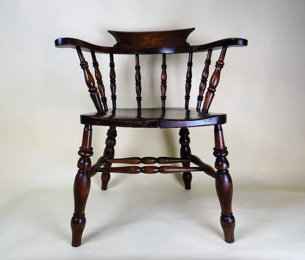 Antique English Smokers Captains Bow Chair (1).JPG